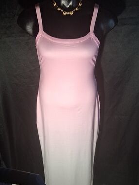 Women’s Pink Maxi Slip Dress - Lightweight Camisole Nightdress
